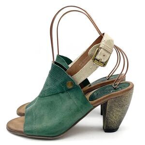 Miz Mooz Millicent Emerald Green Leather Slingback Sandals Size EU 41 US 9.5-10